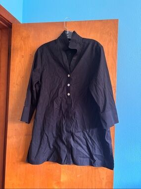 Foxcroft Black Button-Front Tunic Blouse